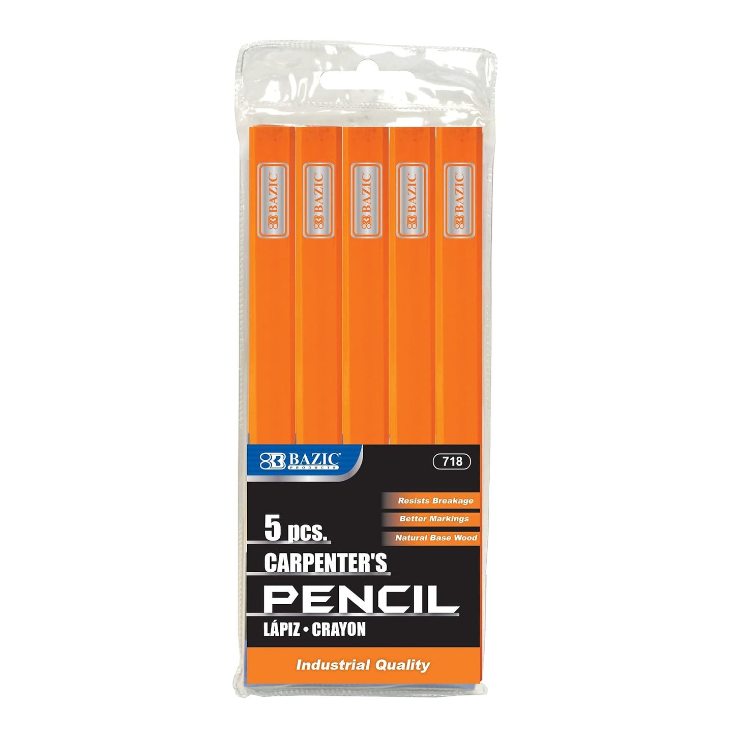 BAZIC Carpenter's Pencil, 5-Count