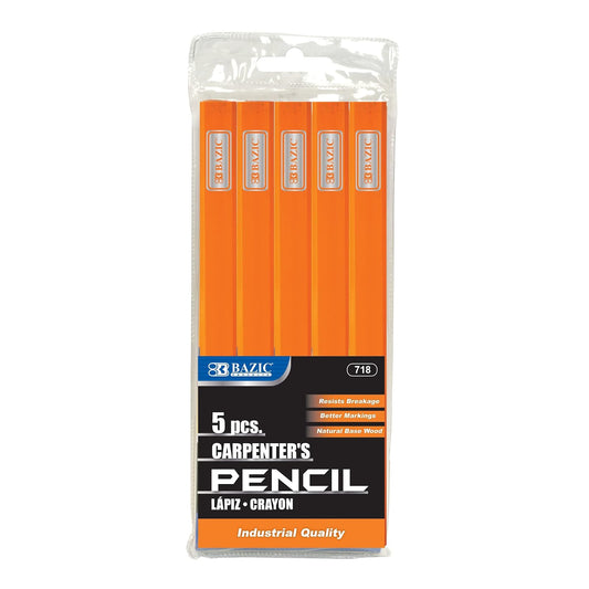 BAZIC Carpenter's Pencil, 5-Count