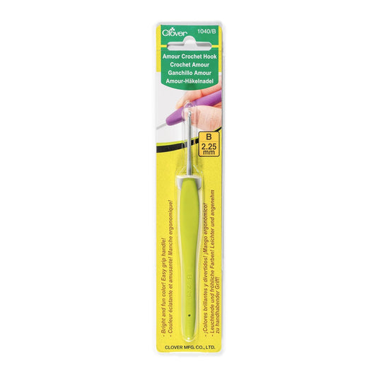 Clover 1040/B Lime Green Amour Crochet Hook, Size B, 2.25mm
