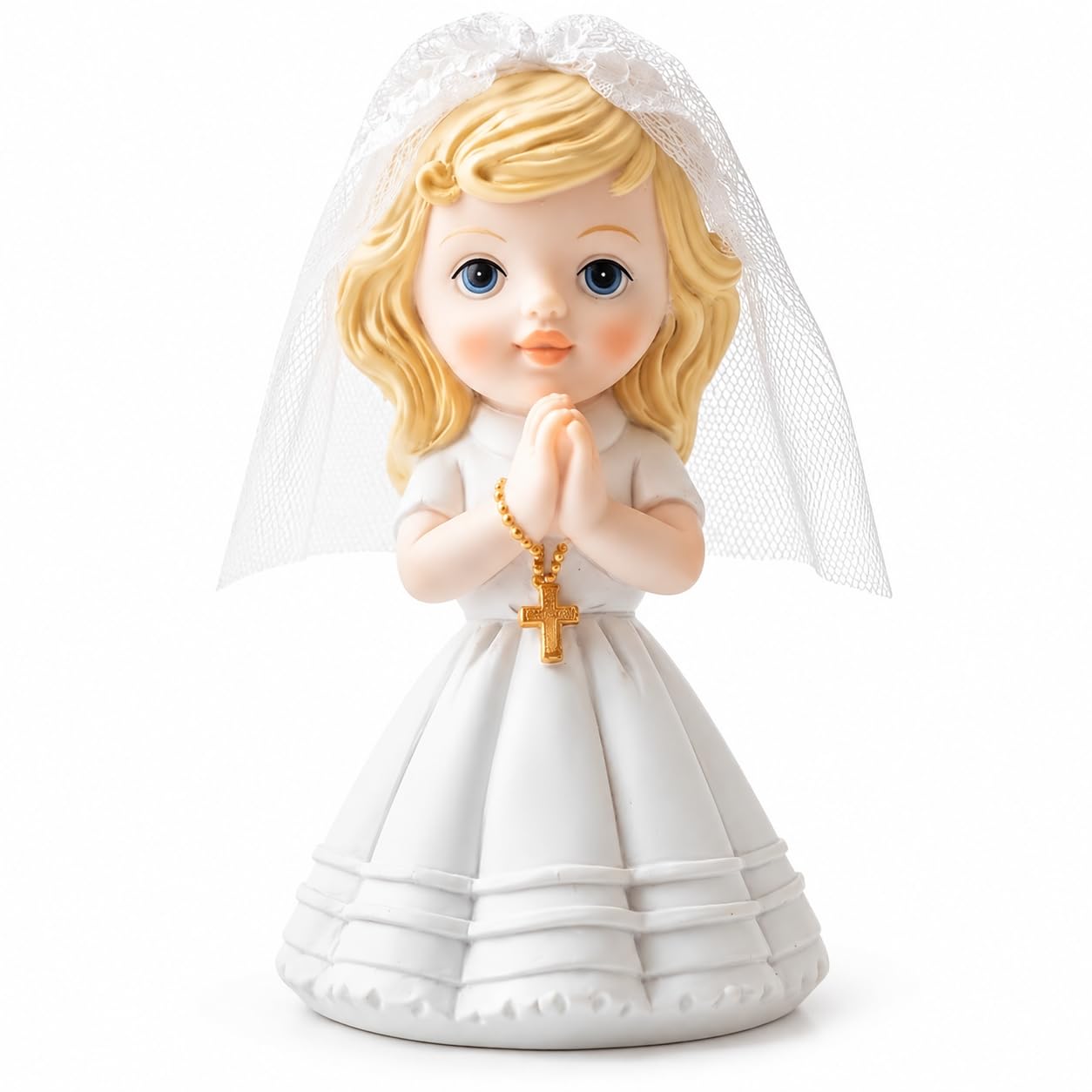 Comfy Hour Praying Girl Communion Collection Resin Praying Girl with Rosary Figurine Keepsake My First Communion