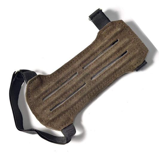 UNIVERSE ARCHERY Leather Arm Guards | Bow Arm Protector 2 Strap Archery Guard in 2 Colors | High-Grade Adjustable Leather Armguard | Hunting Accessories & Archery Sports 19X10CM (Dark Brown)