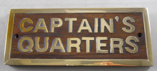 Moby Dick Specialties GSM Elegant Wood and Brass Captain's Quarters Plaque