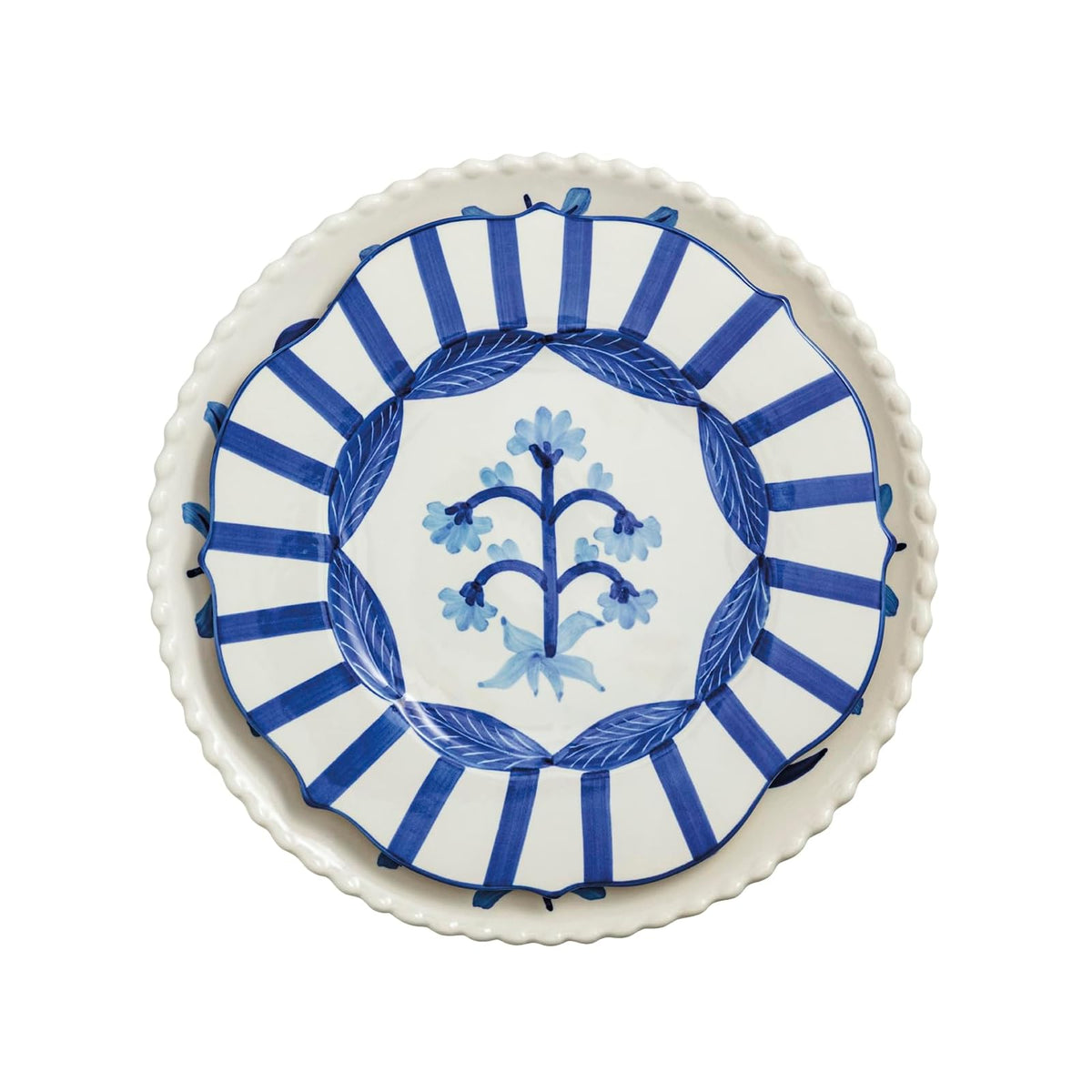 Mud Pie Dishware Plate, small 11" dia | large 12 3/4" dia, Blue