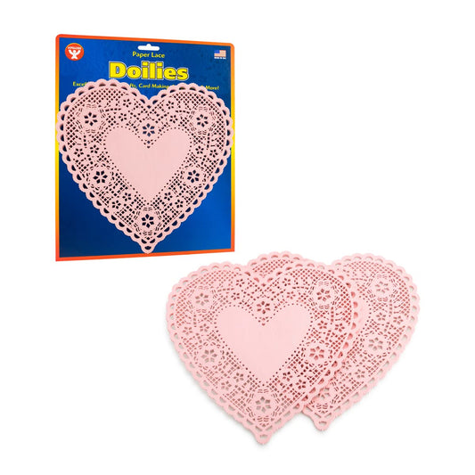 Hygloss Products Heart Paper Doilies ‚Äì 8 Inch Pink Lace Doily for Decorations, Crafts, Parties, 36 Pack
