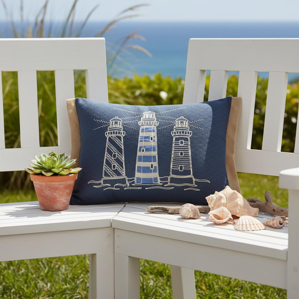 Comfy Hour 18 x 13 Inch Nautical Pillow, Lighthouse Throw Pillow