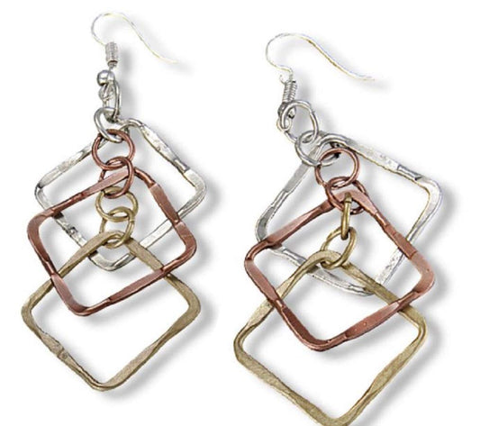 Anju Chetna Tri Color Mixed Metal Earrings from the Banjara Collection