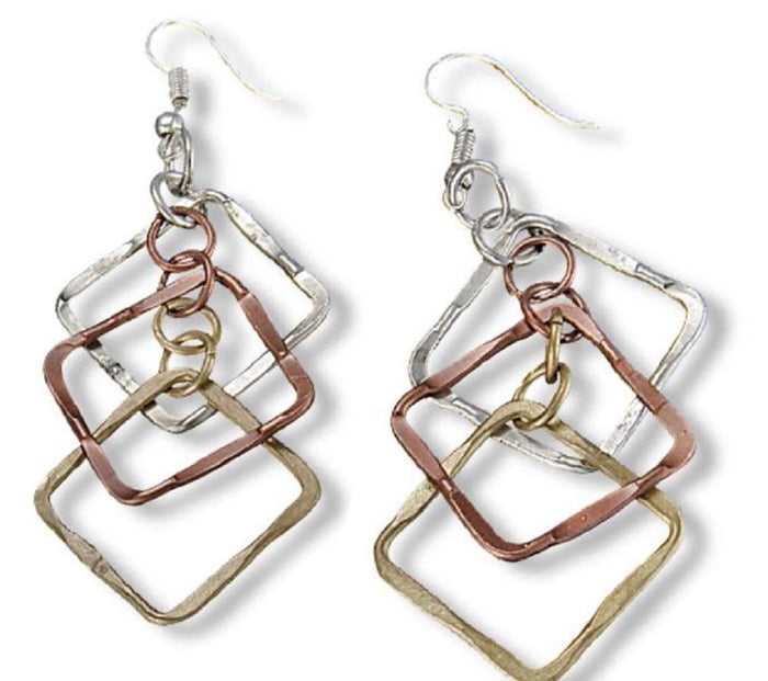 Anju Chetna Tri Color Mixed Metal Earrings from the Banjara Collection