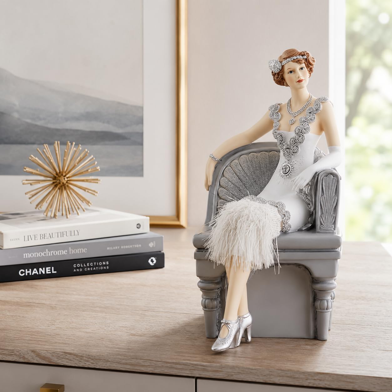 Comfy Hour 9.5 Inch Lady Figurine, 1920s Art Deco Woman Statue