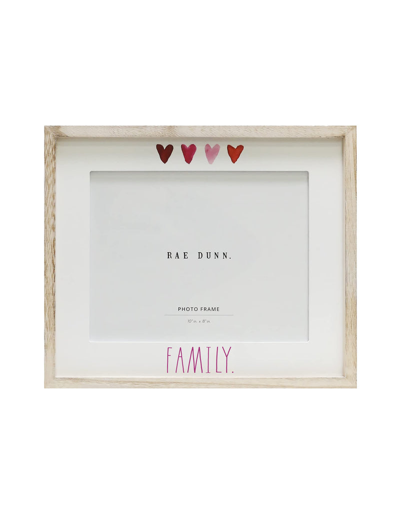 Rae Dunn 10 x 8 Inch Picture Frame Wood - Farmhouse Photo Frame for Wall Hanging or Desk / Tabletop Display - Rustic Frames for Family Photos, Couples, Kids, Pets - Home and Office Décor, "Family"