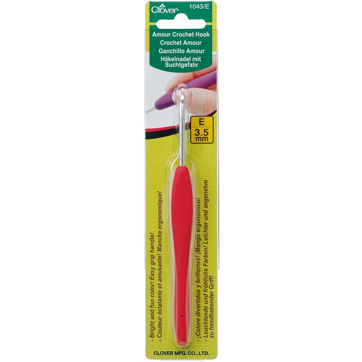 Clover 1043/E Magenta Amour Crochet Hook, Size E, 3.5mm