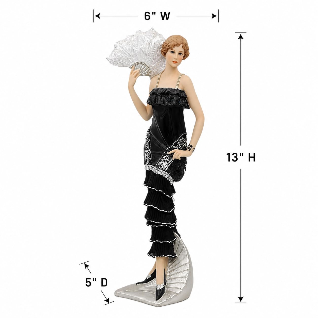 Comfy Hour 13.6 Inch Victorian Lady Figurine, Art Deco Fan Statue