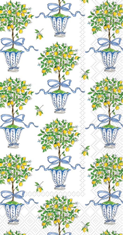 Boston International IHR 3-Ply Paper Napkins Rosanne Beck Collections, 16-Count Guest Size, Lemon Topiary