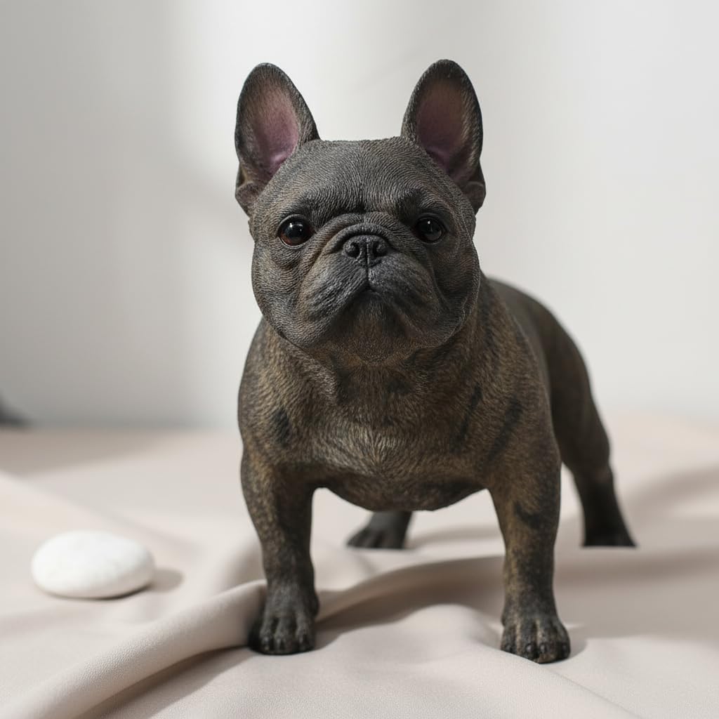 Comfy Hour Doggyland Collection, Miniature Dog Collectibles 6 Standing French Bulldog Figurine, Realistic Lifelike Animal Statue Home Decoration, Brindle, Polyresin