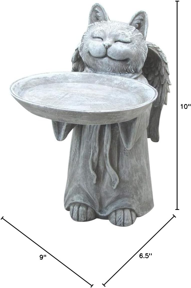 Comfy Hour Pet In Loving Memory Collection Resin Memorial Cat Angel Birdfeeder Pet Statue, Handmade, Faithful Memory of Cat's Bereavement