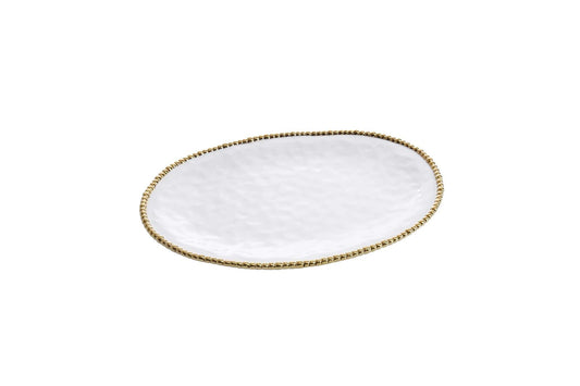 Pampa Bay Porcelain Large Oval Holiday and Party Serving Platter (White and Gold)