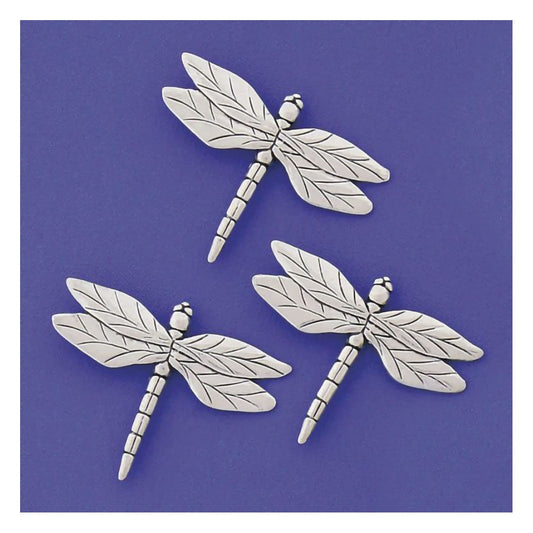 Basic Spirit Dragonflies Medium Pewter Magnet Set for Nature Lover, Kitchen Office Refrigerator Outdoor Picnic Home Decorative Gift