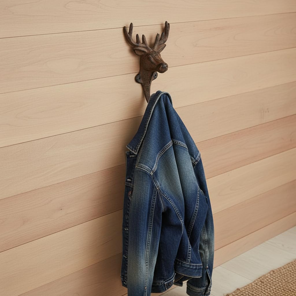 Comfy Hour Cast Iron Deer Single Key Coat Hook Clothes Rack Wall Hanger, Heavy Duty, Recycled