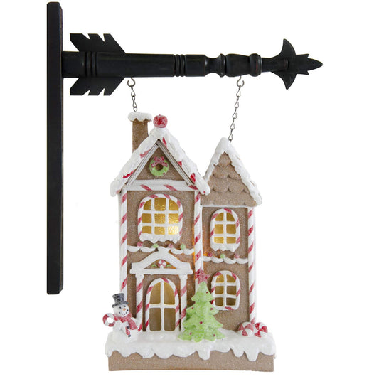 K&K Interiors 54436A-AR 13 Inch Glittered Frosted LED Gingerbread House Arrow Replacement, Brown