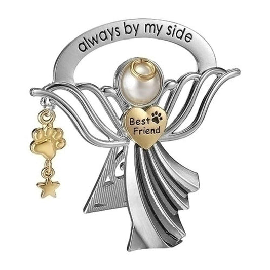 Roman Pet Remember Beside Angel Silver Tone 3 inch Zinc Alloy Metal Figurine