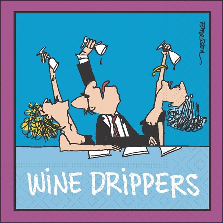 DESIGN DESIGN Wine Drippers Beverage Napkin, Party Supplies