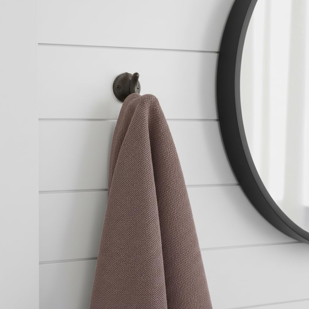 Comfy Hour Antique and Vintage Collection Cast Iron Single Coat Hook Clothes Key Hook Rack Wall Hanger - Metal, Heavy Duty, Brown, Recycled, Decorative Gift Idea