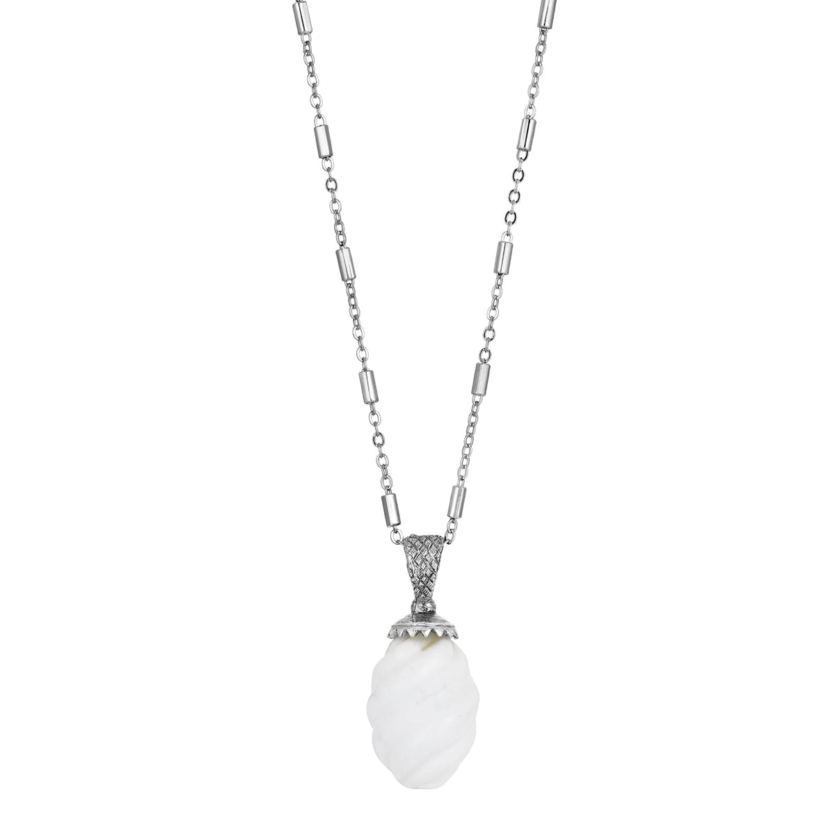 1928 Jewelry Company Necklace, 26"L x 1.58"H x 0.73"W, White Dolomite