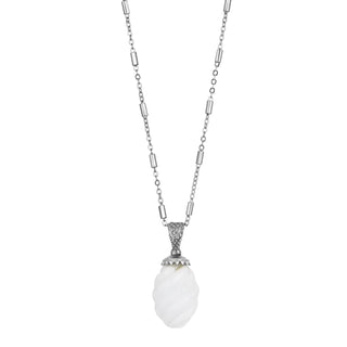 1928 Jewelry Company Necklace, 26"L x 1.58"H x 0.73"W, White Dolomite