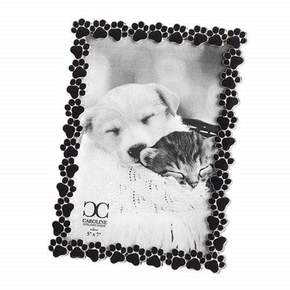 Roman 19237 Caroline Collection Black Frame with Paw Print, Holds 5 x 7-inch Photo, 7.75-inch High