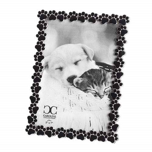 Roman 19237 Caroline Collection Black Frame with Paw Print, Holds 5 x 7-inch Photo, 7.75-inch High
