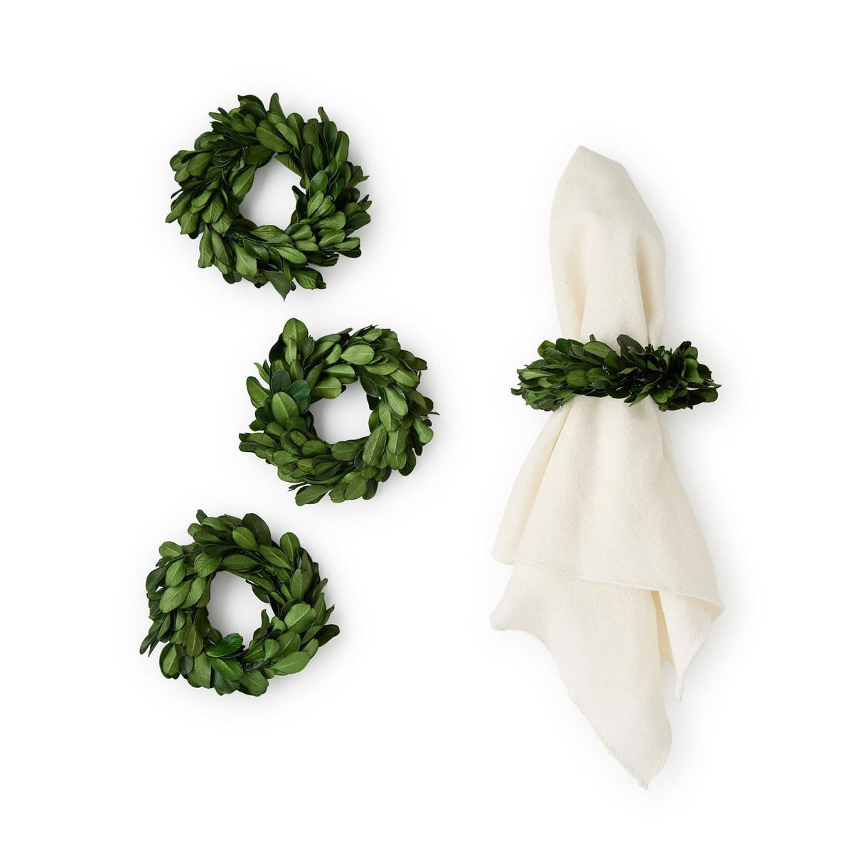 Two's Company Napkin Ring, Green, Rustic