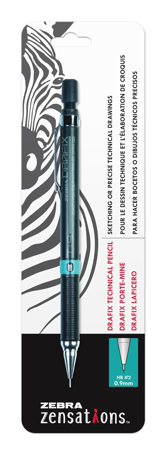 Zebra Pen Zensations Drafix Technical Pencil, 0.9mm, Teal Lead Grade Indicator, 1-Count