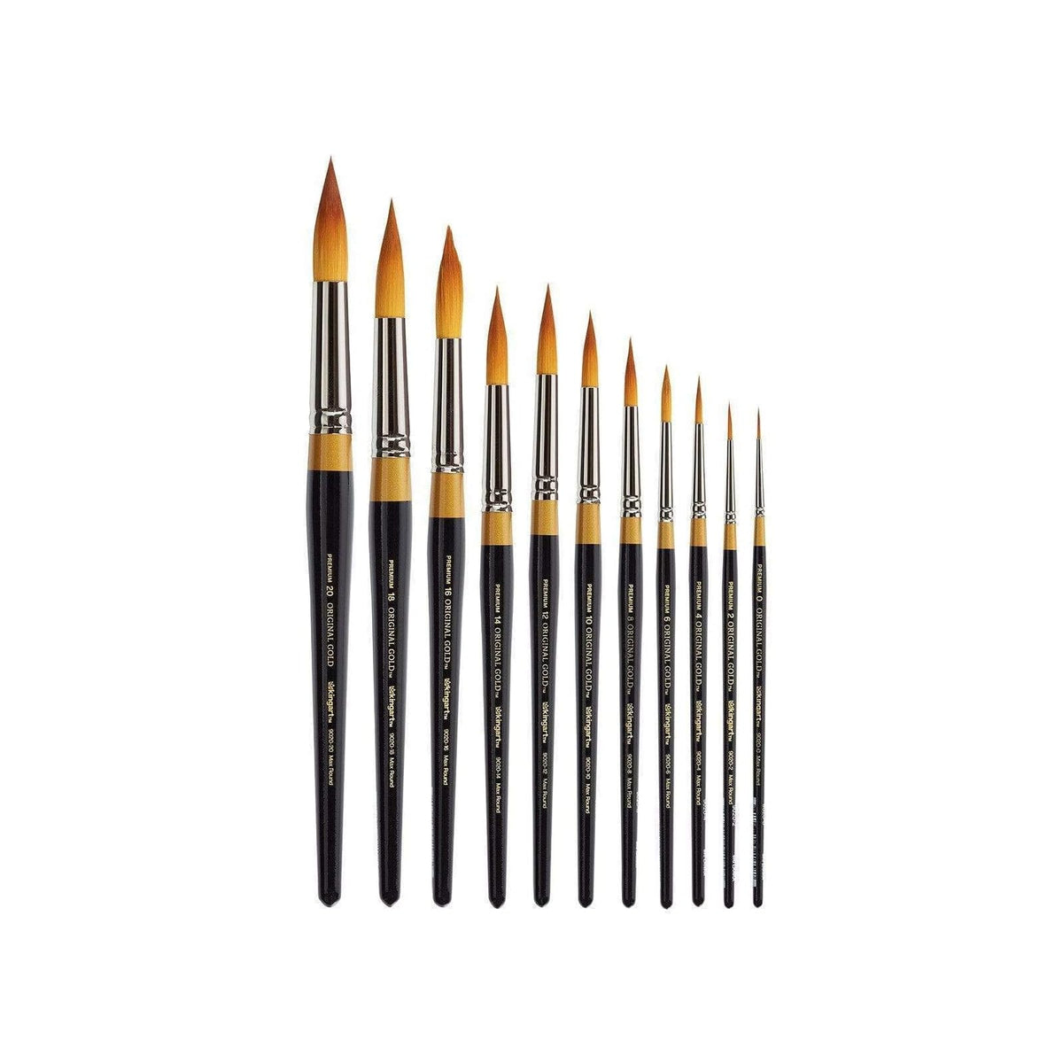 KINGART Paint Brush, Set of 11, Black & Gold