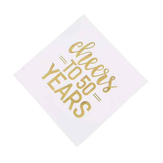 Unique Industries Unique 72571 Cheers to 50 Years Lunch Napkins 6 5 x 6 5 16ct, Multicolor