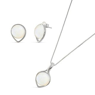 BStones Jewelry Set, 3/4 inch (1,8 cm), Mother of Pearl White Gold