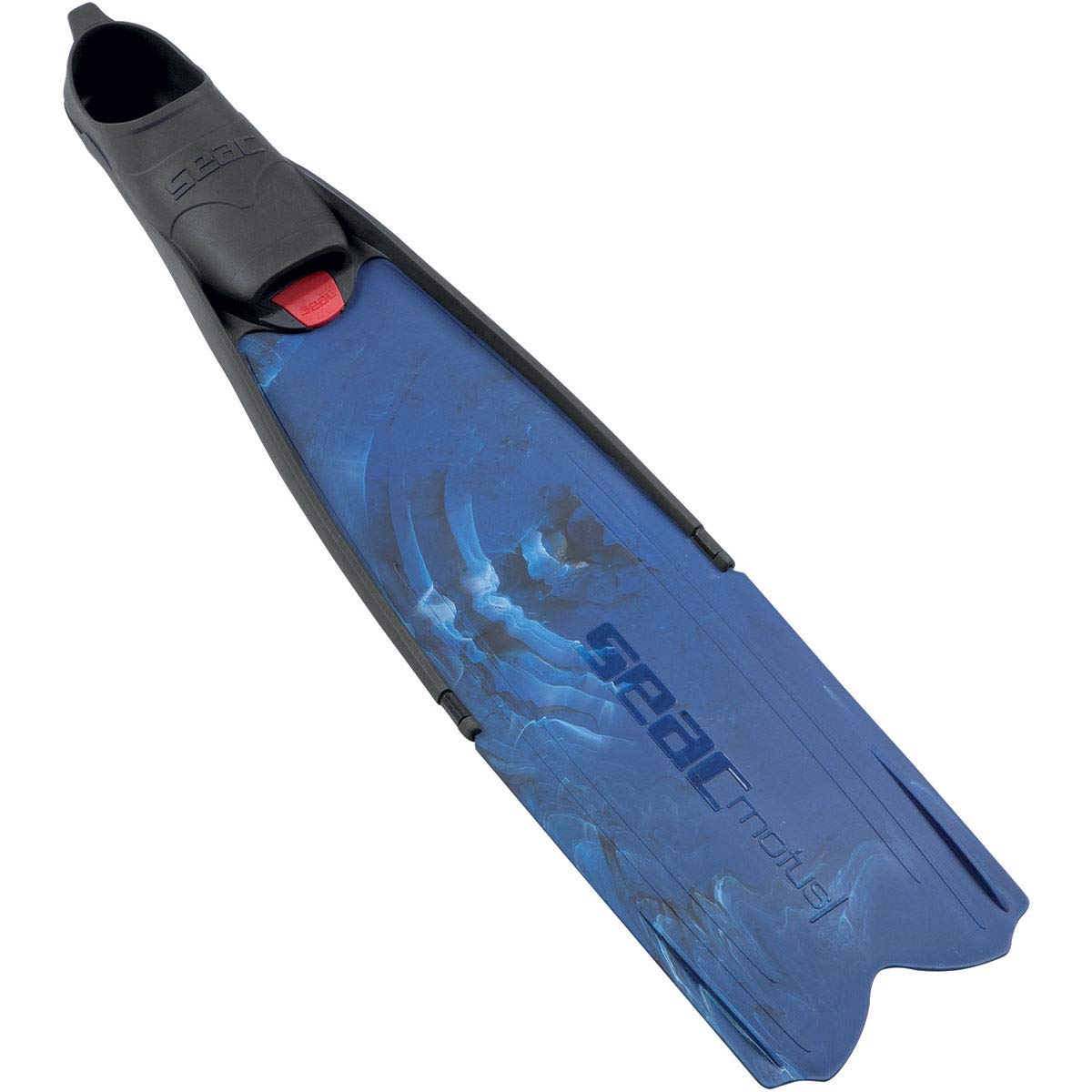 Seac Motus Italian Design Long Blade Fin for Spearfishing and Freediving Fins, Blue Camo - 6.5-7 | 39/40