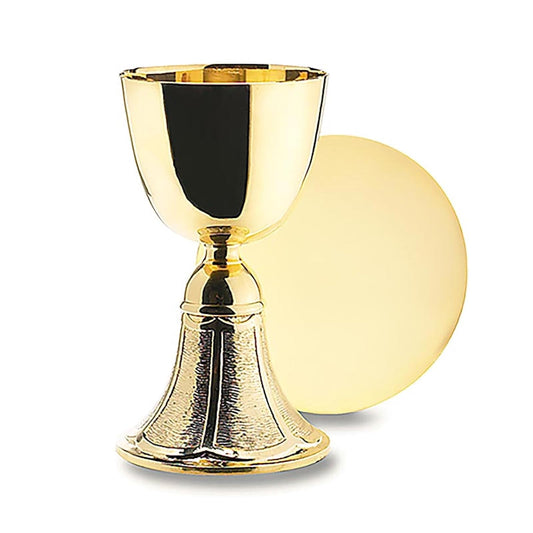 Christian Brands Gold Plate Brass Chalice with Paten, 12 Ounce