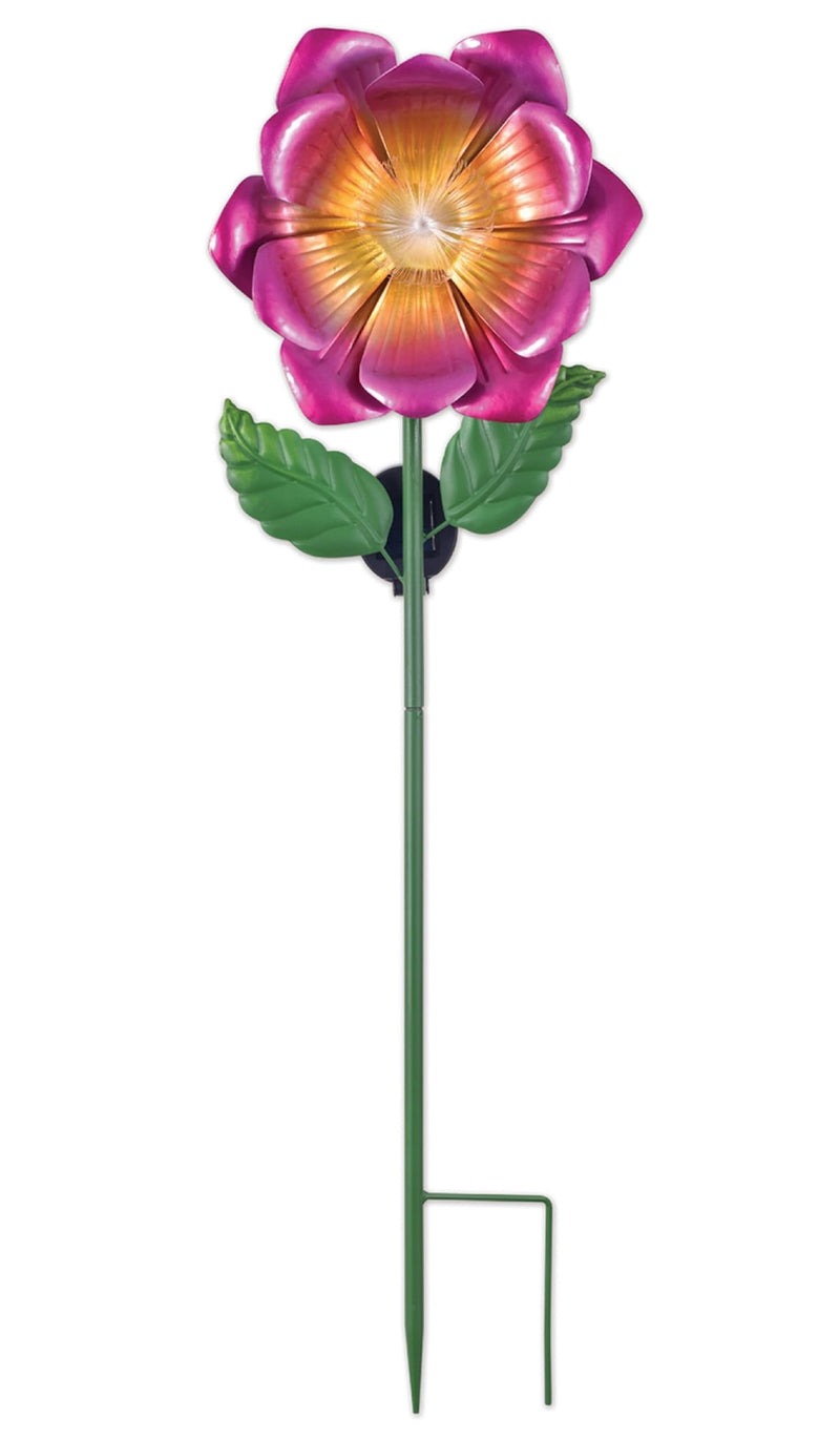 Sunset Vista Design Solar Garden Stakes - Fiber Optic Poppy Decorative Garden Stake with Sensor, 36-Inch Tall, Pink