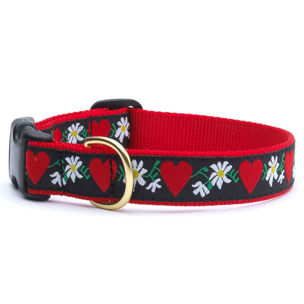 Up Country Animal Collar, Medium (12 To 18 Inches) 1 Inch Wide Width, Hearts & F