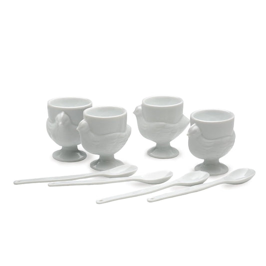 RSVP International Measuring Cup, Cup & Spoon Set, 8 Piece, White Porcelain
