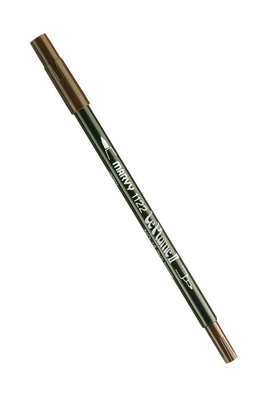 Uchida Marvy Extra Fine Tip Le Plume II Double Ender Marker Pen Art Supplies, Dark Brown