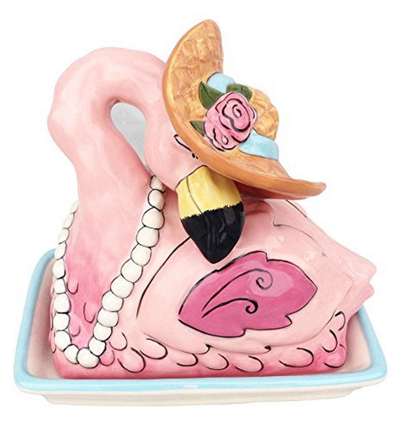 Blue Sky Clayworks Clayworks Flamingo Butter Dish, Multicolor