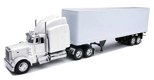 New Ray Toys Peterbilt 379 With Dry Van - All-White Toy Truck