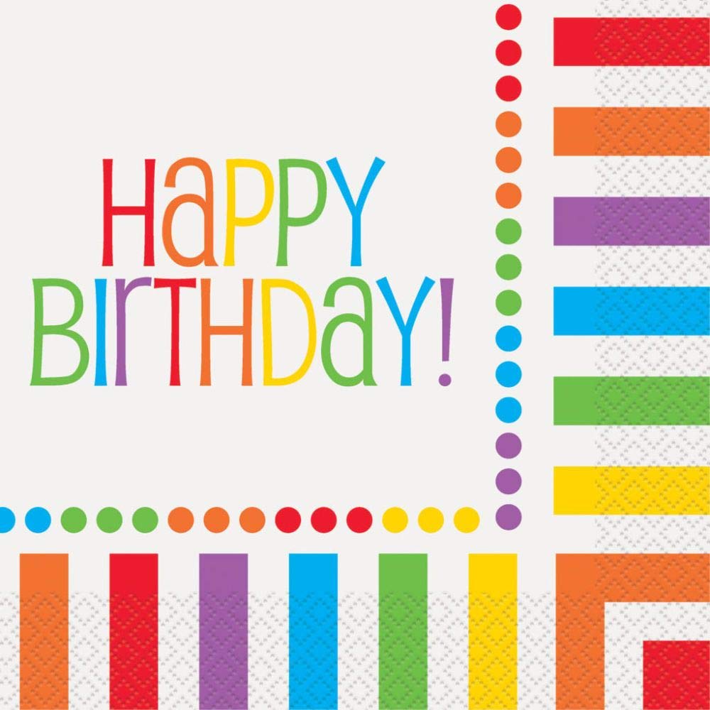 Unique Industries Rainbow Party Happy Birthday Napkins, 16ct
