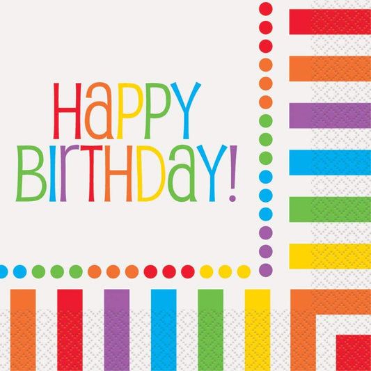 Unique Industries Rainbow Party Happy Birthday Napkins, 16ct