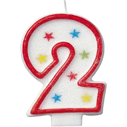 Unique Industries Glitter Number 2 Birthday Candle & Happy Birthday Cake Topper