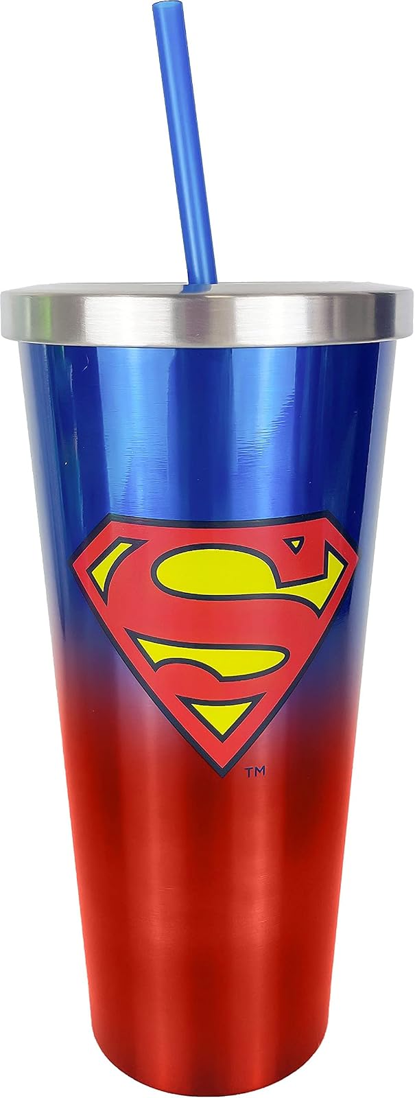 Spoontiques 18288 Superman Stainless Cup with Straw, 24 oz.
