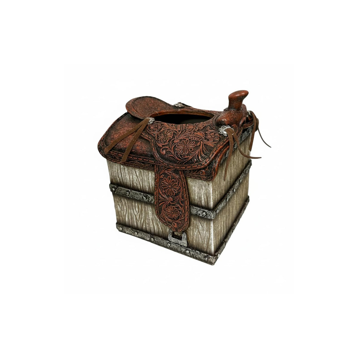 De Leon Collections Facial Tissue Holder, 6 X 6 X 6.9 Inch, Brown