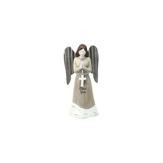 Pavilion Gift Company Figurine, 4.5" Angel Ornament Figurine, White & Brown