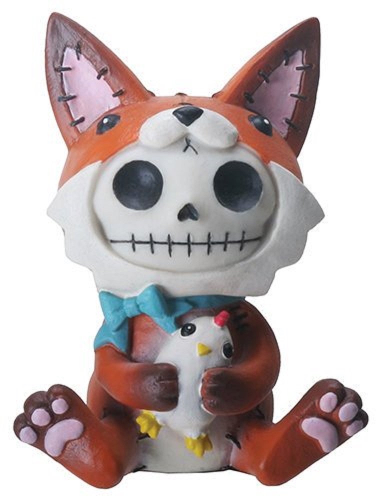 Pacific Trading Furrybones Fen Signature Skeleton in Fox Costume Holding a Chicken