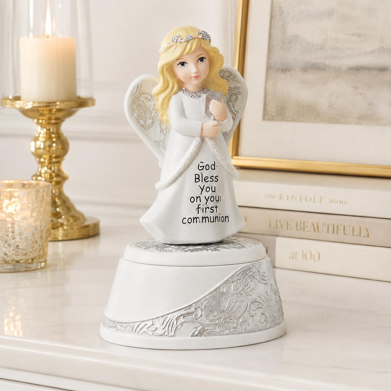 Comfy Hour 5.5 Inch First Communion Gifts, Angel Figurine Keepsake Box